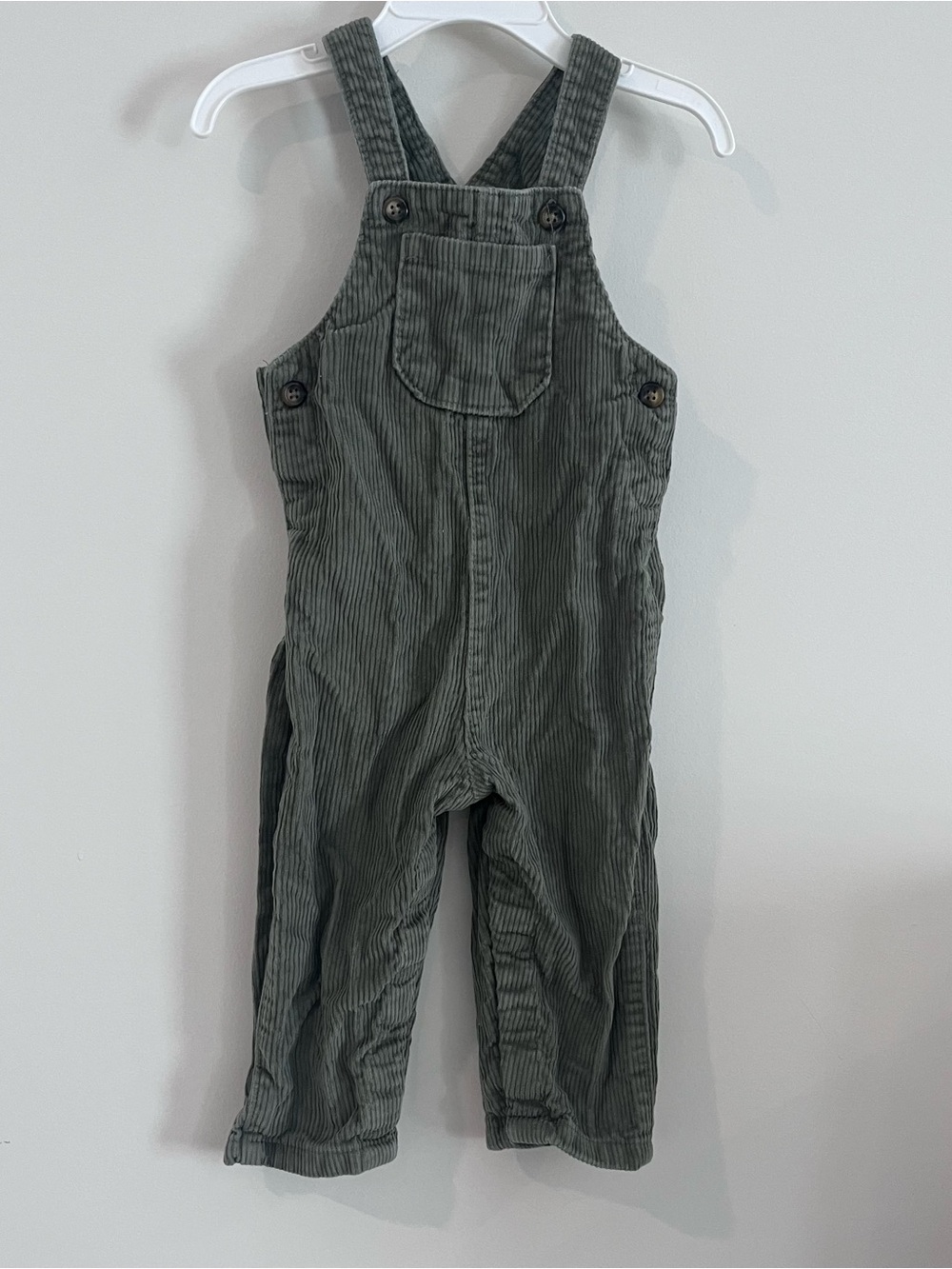 Carter's Olive Green Corduroy Overalls 18m adjustable straps